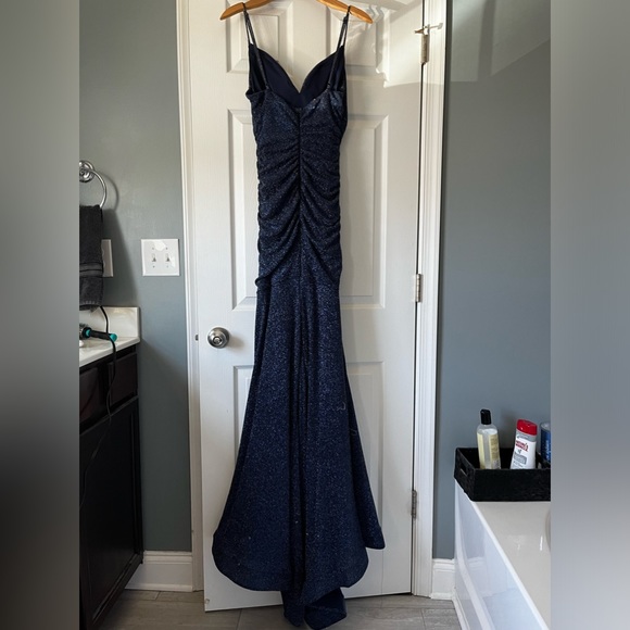 Navy blue glitter prom dress with sweetheart neckline - Picture 5 of 5